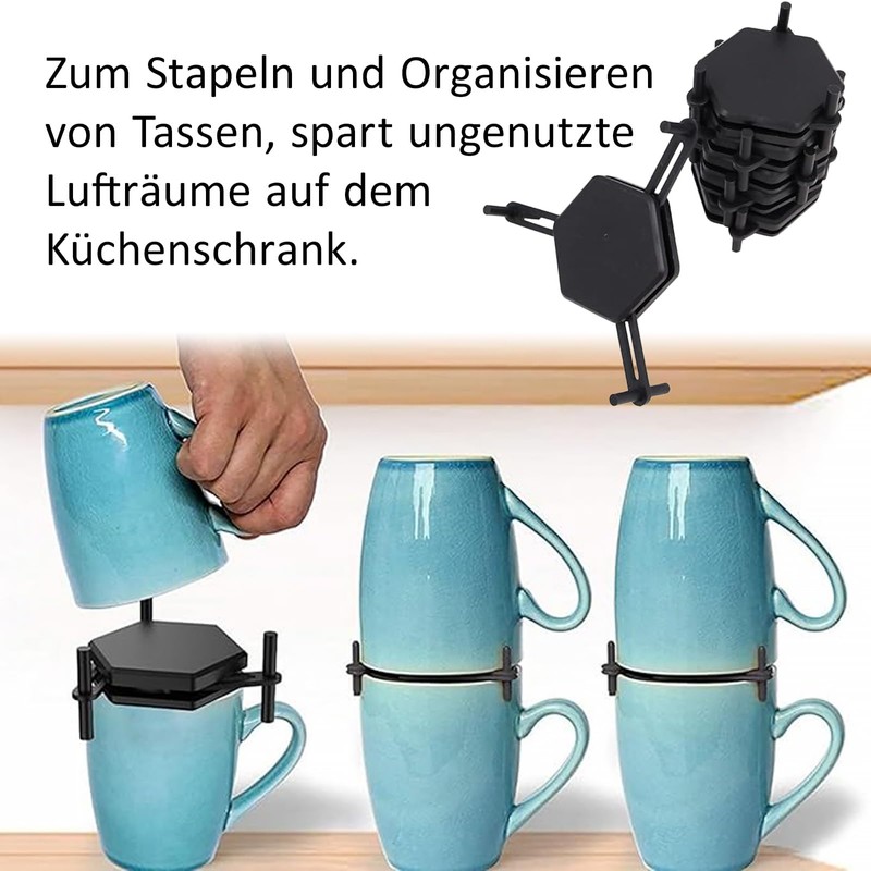 GANILITY Coffee Cup Organiser, 6 Pieces Cup Organiser, Cup Stacker,