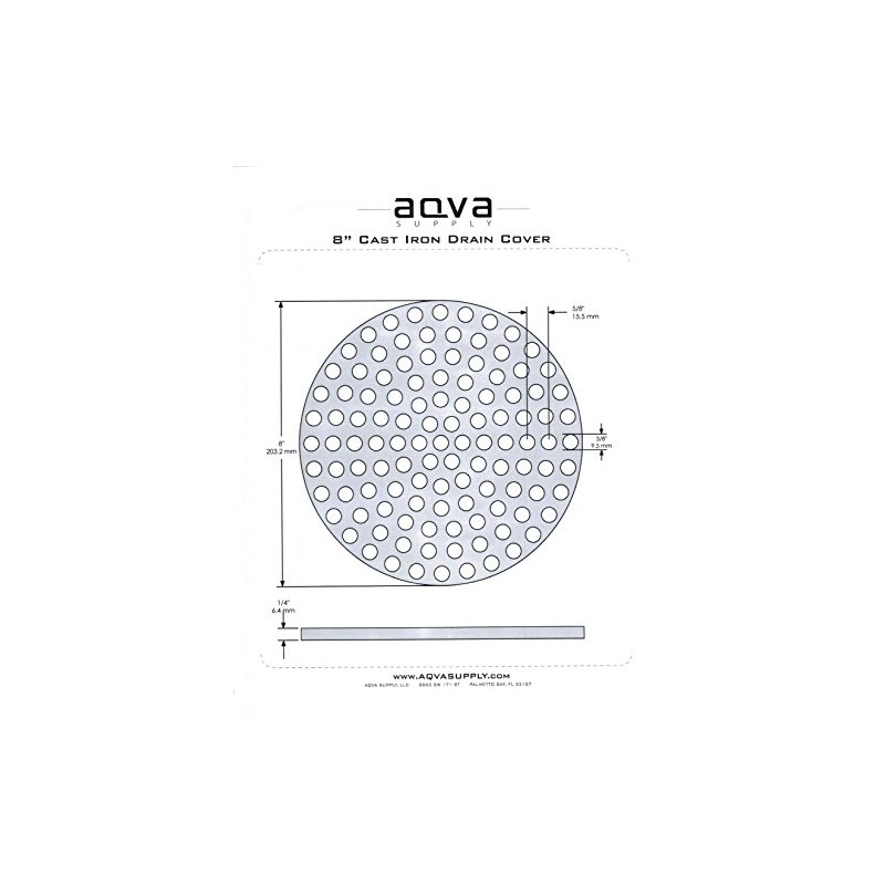 Aqva Premium 8" Cast Iron Drain Cover - Round Replacement
