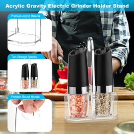 Beautyflier Salt and Pepper Grinder Set Holder Stand, Premium Acrylic Holder for Gravity Electric Pepper and Salt Grinder Set, Storage Holder Fit Grinders up to 2.2 IN in Diameter (Holder Only)