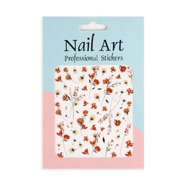 Korsralph Floral Nail Stickers for Nail Art - Flower Nail Art Stickers Self-Adhesive | Nail Art Supplies | Manicure Stickers for Nails Art Decoration | Easy to Apply & Remove (Red)