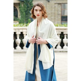 RIIQIICHY Pashmina Shawl Wraps for Women Ivory Cream Scarf for Wedding Large Winter Scarves Soft Shawls and Wraps for Evening Dresses