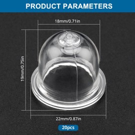 VooGenzek 20 Pieces Carburettor Pump Primer Bulb, Primer Pump Bulb, Fuel Pump Carburettor Primer Piston, Primer Bulb Carburettor, Petrol Primer Pump, for Lawnmowers, Blower (22 mm)