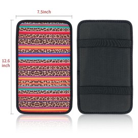 AJLTPA Auto Center Console Cover Pad, Soft Comfort Car Armrest Cover Cushion Mat, Stylish Pattern Design Center Console Armrest Cushion Fit for for SUV/Truck/Car (Rainbow-Leopard)