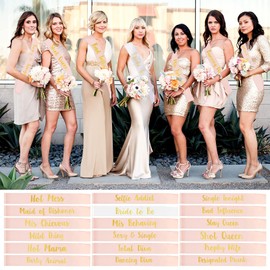 PHOGARY 18 Pack Hen Party Sash for Bridal Party - 1 White Bride to Be Sash with 17 Rose Gold Team Bride Sashes - Funny Sashes Set for Bachelorette Party Hen Party Bridal Shower Wedding Party