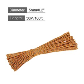 MECCANIXITY Diamond Braid Nylon Rope Polypropylene Cord 3/16"(5mm) 100ft/30M Utility Rope 7-Strand Orange/Blue for Indoor Outdoor Flag Line Camping Clothes Line
