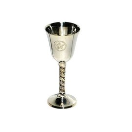 Pentagram Chalice 5" High~ Silver Plated 100% Solid Brass by New Age Imports, Inc.