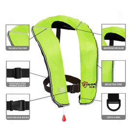 Eyson Inflatable Life Jacket Inflatable Life Vest for Adult Classic Manual (Neon)