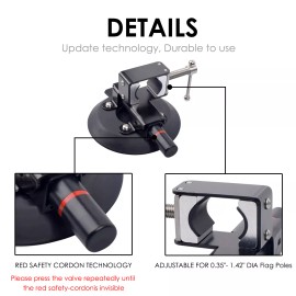 Feiteplus Universal Flagpole Holder w/ Suction Cup Kit for ATV UTV Jeep Wrangler House US