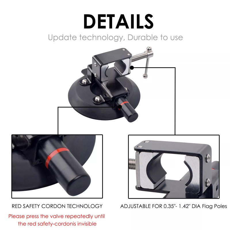 Feiteplus Universal Flagpole Holder w/ Suction Cup Kit for ATV