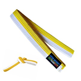 mmasport Judo Aikido Taekwondo Martial Arts Cotton Karate Belt (260 cm, White/Yellow)