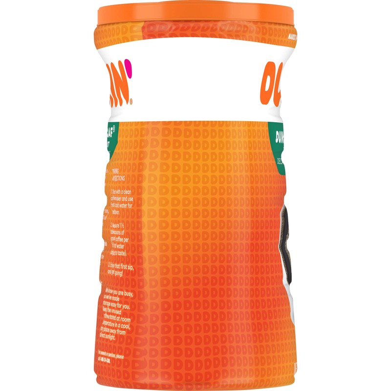 Dunkin' Decaf Medium Roast Decaffeinated Ground Coffee, 30 Ounce (Pack