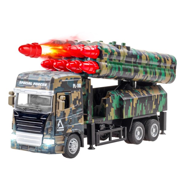 FYKERO 8 Pcs Missiles Launching Vehicles Toys for Kids - Boys Army Cars, Missile Toy Truck for Christmas Birthday Gifts, for Children 2-10 Years old