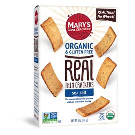 Mary's Gone Crackers Real Thin Crackers, Made with Real Organic Whole Ingredients, Gluten Free, Sea Salt, 5 Ounce (Pack of 1)