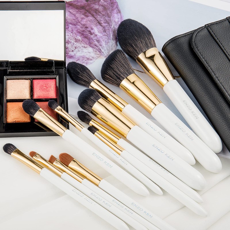 Luxury Enzo Ken Natural Black Goat Hair Makeup Brush Set