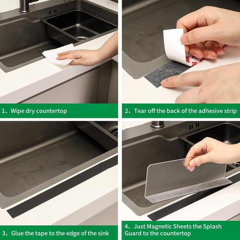 Sink Splash Guard (Upgraded Design) Transparent Acrylic (Frosted) Light Luxurious