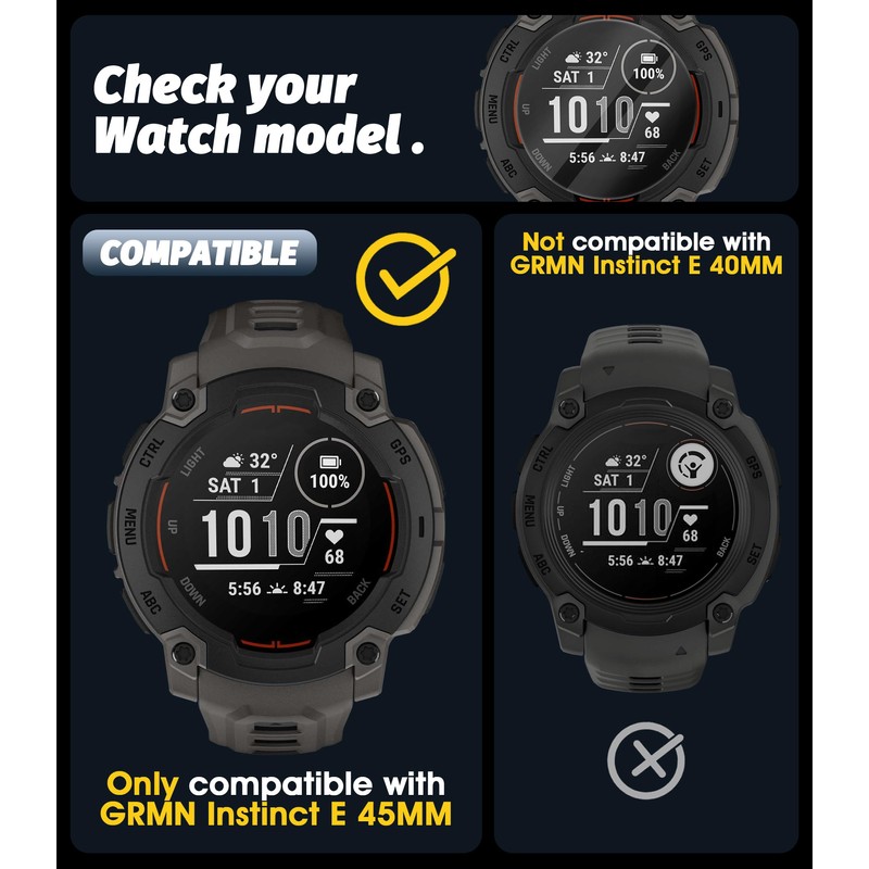 Orzero (3+5) Compatible for Garmin Instinct E 45mm, 3 Pack