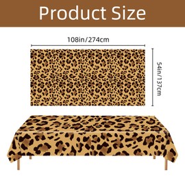 WISSLERMER 3-Pack Leopard Print Plastic Tablecloths – 54 x 108 Inch Disposable Safari Animal Print Table Covers for Birthday, Jungle Theme Party, and Safari Baby Shower Decorations