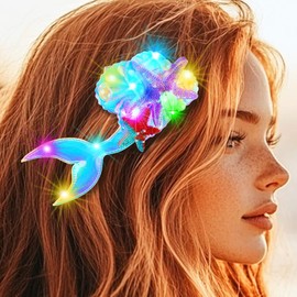 GENBREE Light Up Mermaid Costume Hair Clips Starfish Headpiece Glowing Seashell Hair Accessories for Women