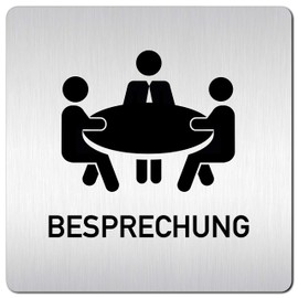 Türschilder24 XXL Door Sign 125 x 125 mm Meeting 001 1.5 mm Aluminium Solid Material 100% Made in Germany