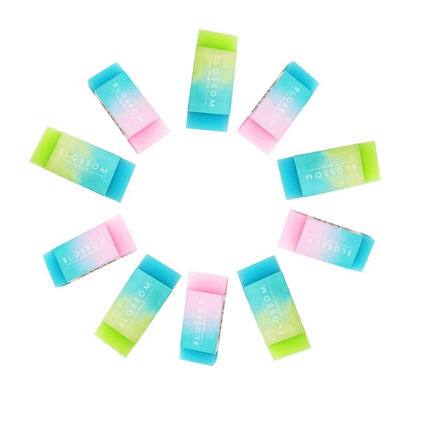 10 Pcs Colored Cube Pencil Erasers, Fruit Scented, Age-Resistant, Soft