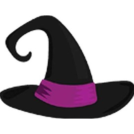 Fun Silly Photobooth Hat Prop Cartoon Vinyl Decal Sticker (4" Wide, Witch)