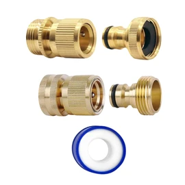 MYPURECORE 2 Pairs Garden Hose Quick Connect Set | 3/4 Inch Solid Brass Hose Fittings with PTFE Tape | Male & Female Adapters for Car Wash, Garden Irrigation, Outdoor Tap & More