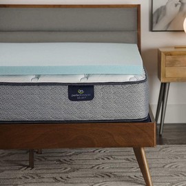 Serta ThermaGel Memory Foam Mattress Topper, King, Blue