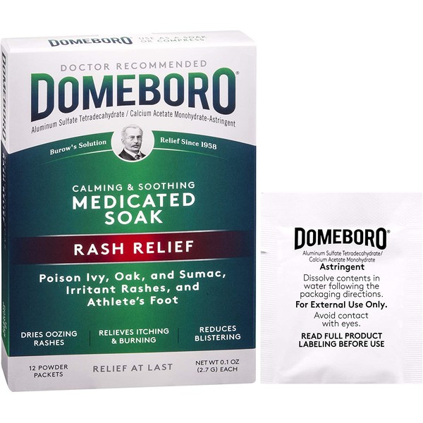 Domeboro Medicated Soak Rash Relief (Burow’s Solution) 12 Powder Packets