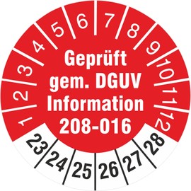 Pack of 50 30 mm Test Badges Tested According to DGUV Information 208-016 Ladders and Steps Test Labels 2023-2028