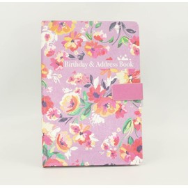 Sixstore Telephone Address & Birthday Book A-Z Index Beautiful Fabric Vintage Style Cover A5 Size Soft Padded Cover Address & Birthday Book with Magnetic Lock, Typo