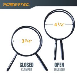 POWERTEC 70440 4" x 10' PVC Dust Collection Hose with 2pc 4 Inch Double Loop Hose Clamps for Dust Collector for Woodworking and Shop Vacuum, Quick Release Spring Clamps for Dust Fittings