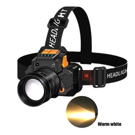 Led Headlamp Rechargeable for Adults Waterproof with Battery Display Motion Sensor USB Charging Rotating Zoom Headlamp Hiking Fishing Camping Gear
