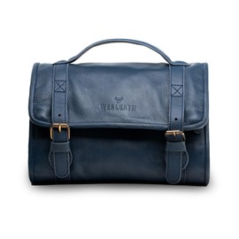 WESLEATH Hanging Leather Toiletry Bag | Water-Resistant Cosmetic Case For Men - Bathroom Dopp Kit Carry On Premium Quality Travel Organizer for Toiletries, Customized Shower Bag (Royal Blue)