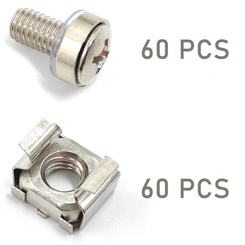 Duogalia 60-Pack Rack Screws & Cage Nuts - M6 x