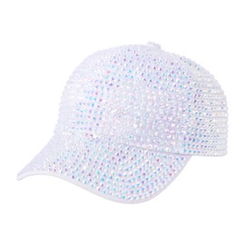 Surkat Women Studded Rhinestone Crystal Baseball Cap Ponytail Adjustable Hat Bling Denim Sun Hat