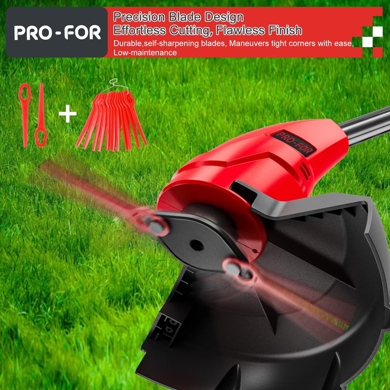 PRO-FOR 20V Cordless Grass Trimmer and Edger, 9.5" Stringless Weed