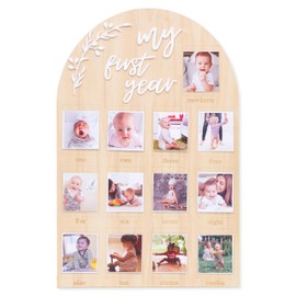 YOUAME My First Year Birthday Wooden Photo Board - First Year Milestone Photo Board，12 Months Baby Birthday Picture Frame