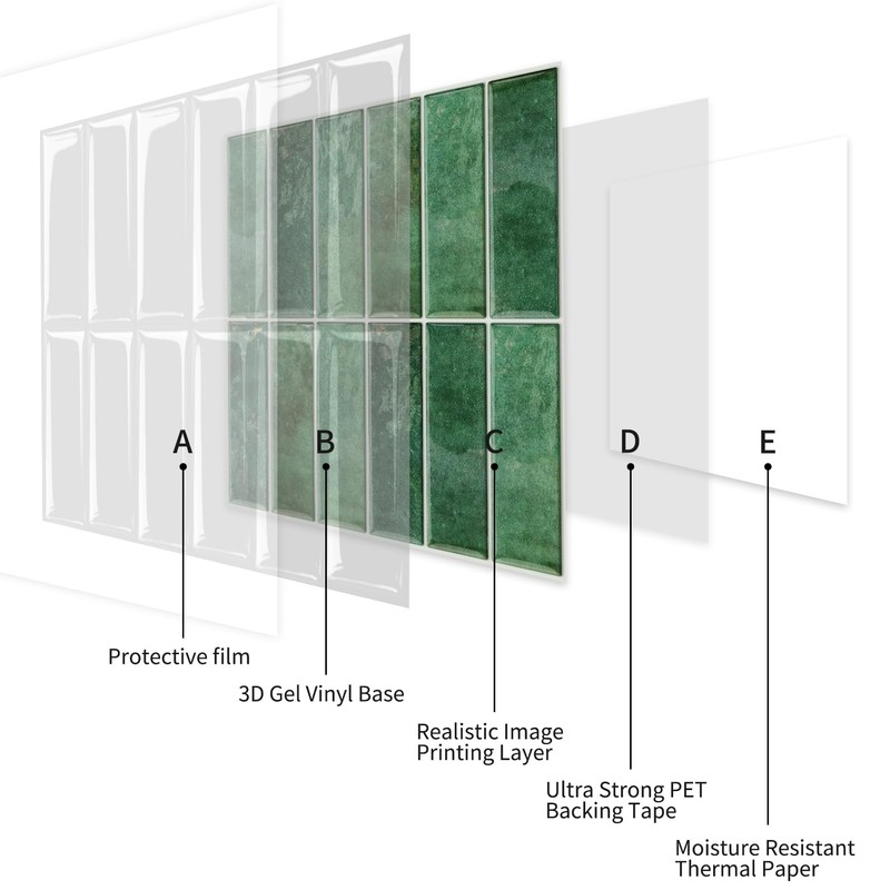 10 Sheet Peel and Stick Subway Kitchen Backsplash Tiles,3D Rectangle