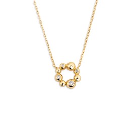 SINGULARU - Necklace Digging - Necklace Made of 18 Carat Gold-Plated Brass Beads Motif Chain with Zirconia - Length 35 cm + 5 Extensions - Women's Jewellery, Gold, No Gemstone