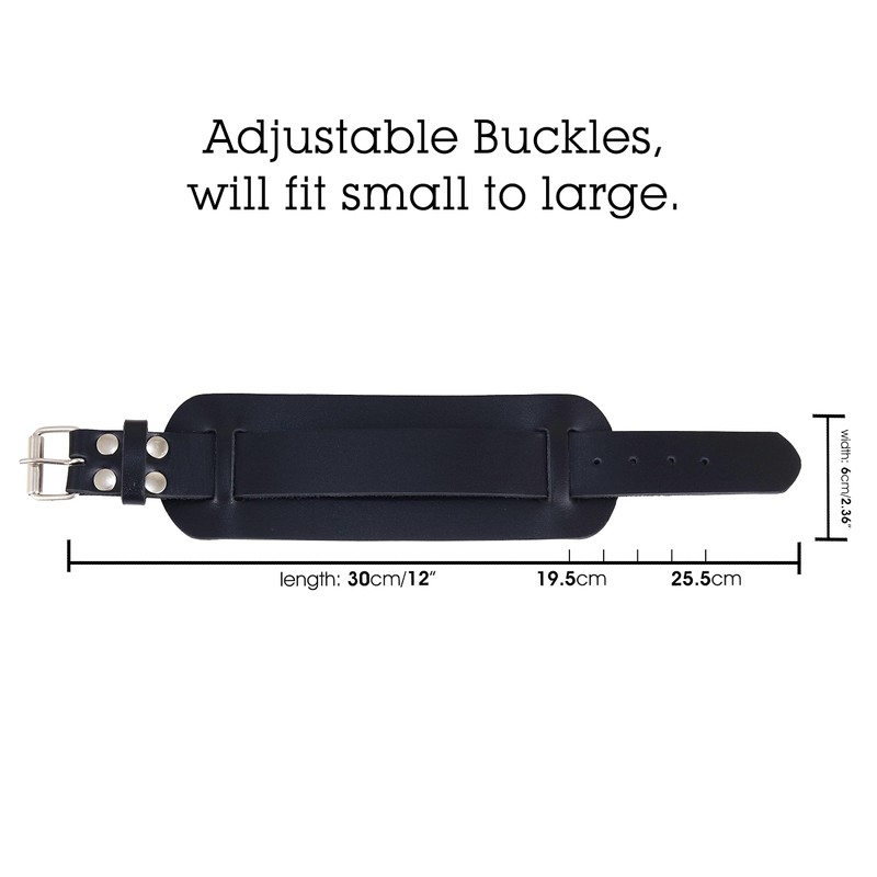 SHADOW DANCE UK Black Genuine Leather Wrist Cuff Band Adjustable