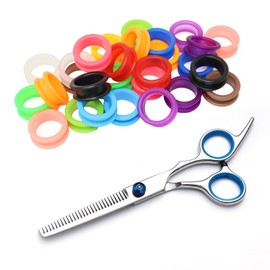 Honbay 28PCS Soft Silicone Scissors Finger Rings Grips Inserts Grooming Shear Thumb Inserts Ring Finger Protector Ring Scissor Accessories for Barber Hair Cutting Scissors Dog Cat Pet Hair Shears