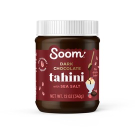 Soom Foods Dark Chocolate Sea Salt Tahini Spread 12oz (Pack of 2) | Silky Smooth Texture for Baking, Desserts, Hummus | Vegan, Nut-Free, Gluten-Free