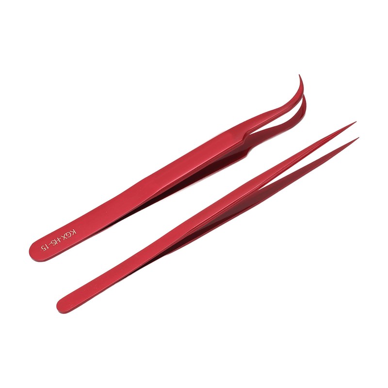 Tweezer Set Aluminum Alloy Curved Straight Head Anti Magnectic Accuracy