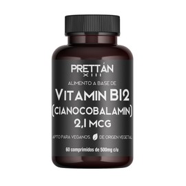 Prettán XIII Vitamina B12 Frasco con 60 Cápsulas, Apto para Veganos