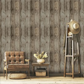 TANONE Wood Contact Paper Kitchen Peel and Stick Wallpaper, Self Adhesive Removable Wallpaper Countertops Waterproof, Shiplap Wall Paper Wood Vinyl Wrap for Cabinets Rustic Brown 17.5" X 118.1"