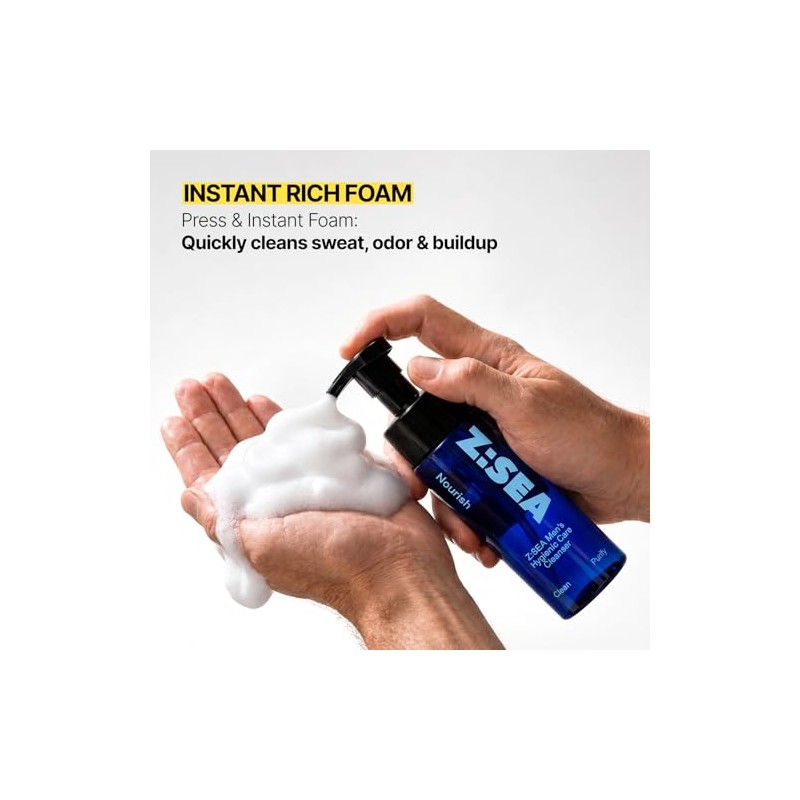 Z:SEA Men's Foaming Intimate Wash, pH Balanced and Odor Control,