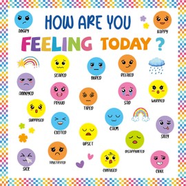 Yewfold Feeling Bulletin Board Set Calming Corner Classroom Decor How Are You Feeling Today Mental Health Poster for School Office Home Therapy Calm Down Conrner Wall Decor (Bright)