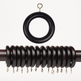 100 Pack Wooden Curtain Ring, Wood Drapery Ring, Drapes Curtain Rod, Shower Curtain Rings, 1.15 Inner Diameter, Fits up to 1 in Curtain Rod Ring, Black Curtain Rings,Pinch Pleat Curtain Hooks