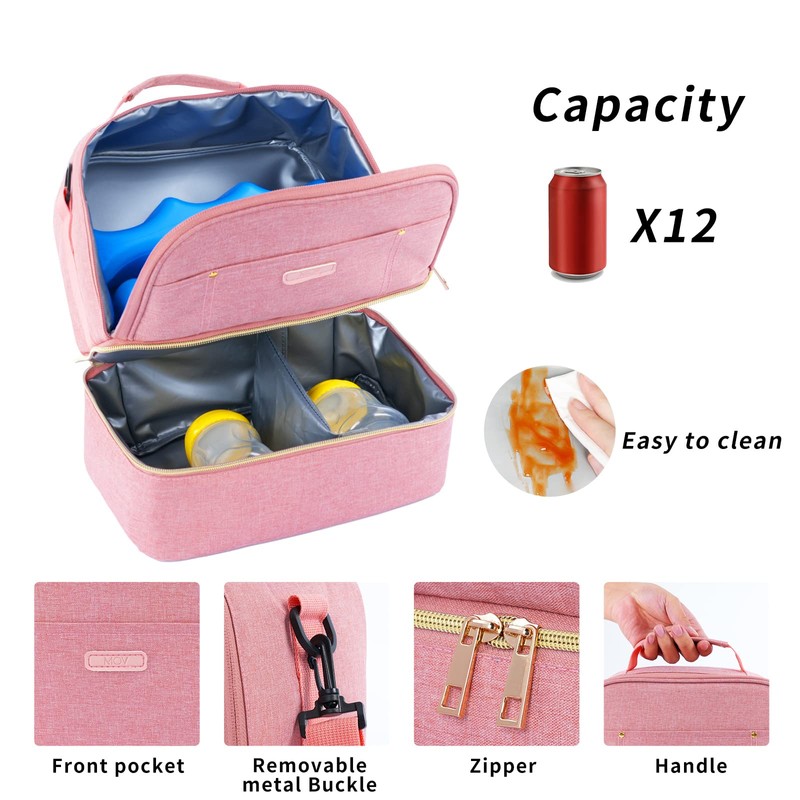 Lunch Bag for Women Double Deck Insulated Lunch Cooler Bag