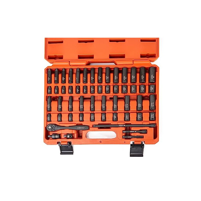 NEIKO 02437A 1/4 Drive Impact Socket Set 54 Piece Metric
